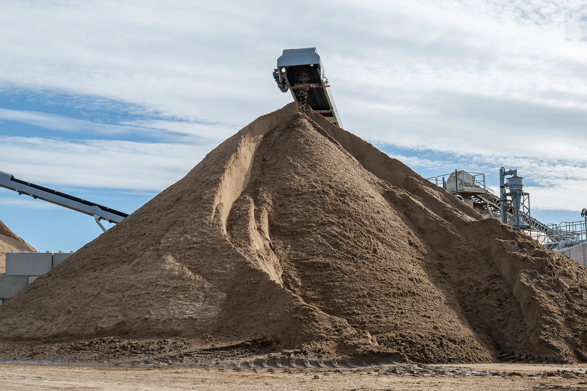 Aggregate stockpile at Anick Grange Quarry
